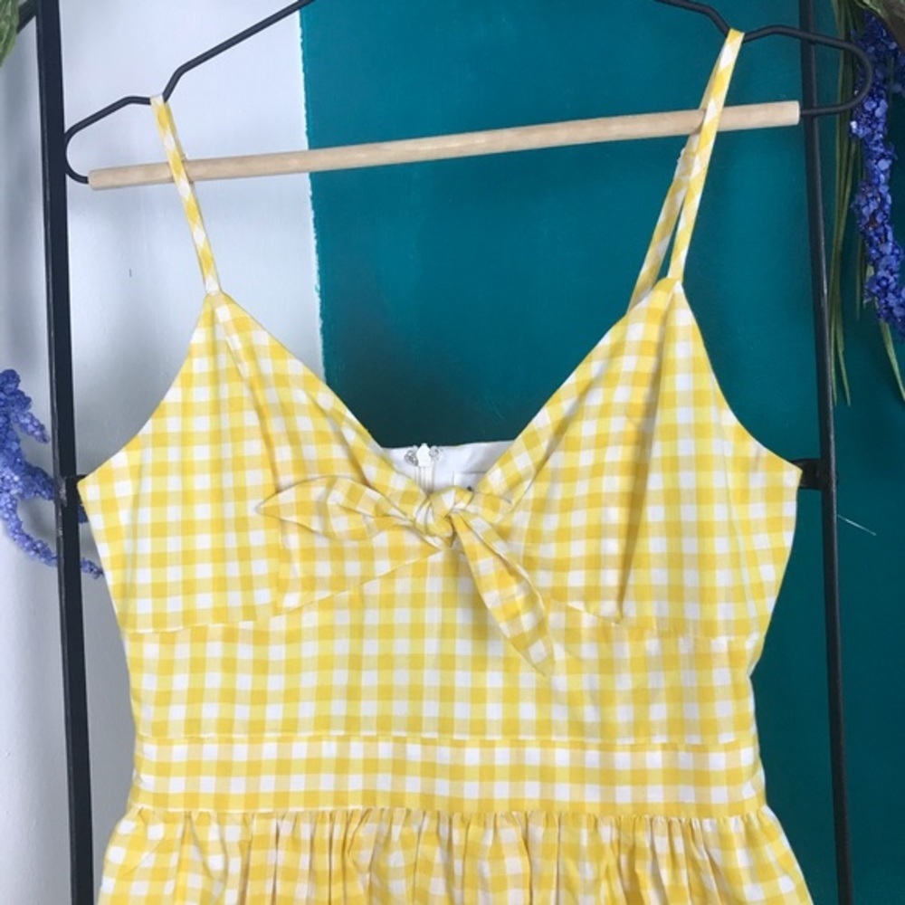 Revolve Endless Rose yellow gingham Dress small - Picture 2 of 6